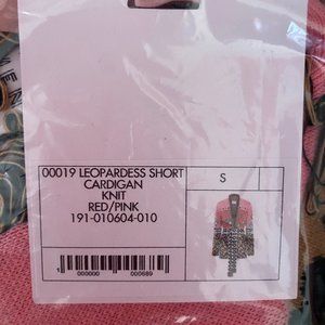 NEW Haley Henzies Pink Leopardess Knot Cardigan, Size S